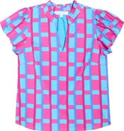 SUGARLIPS Marvy Checker Kenie Puff Sleeve Top