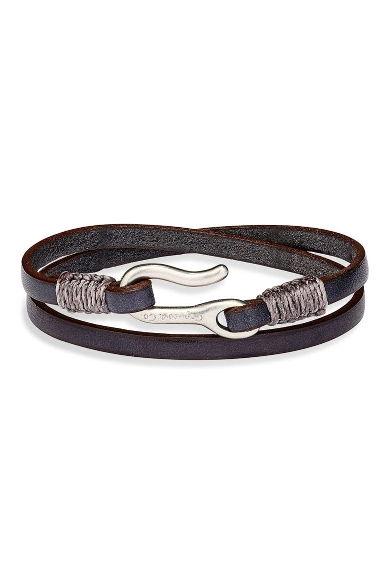 Men's Leather Double Wrap Bracelet, Main, color, GREY