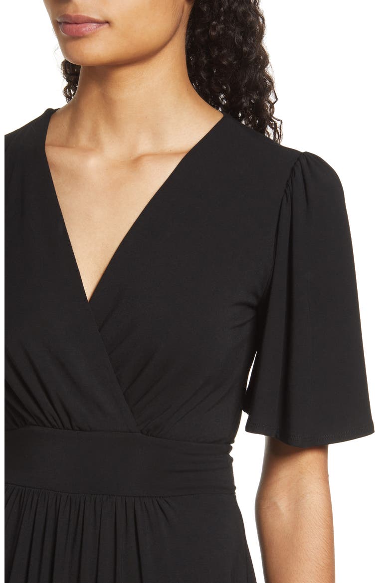 Flutter Sleeve Jersey Maxi Dress, Alternate, color, BLACK