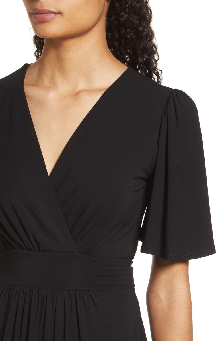 Fraiche by J Flutter Sleeve Jersey Maxi Dress, Alternate, color, Black