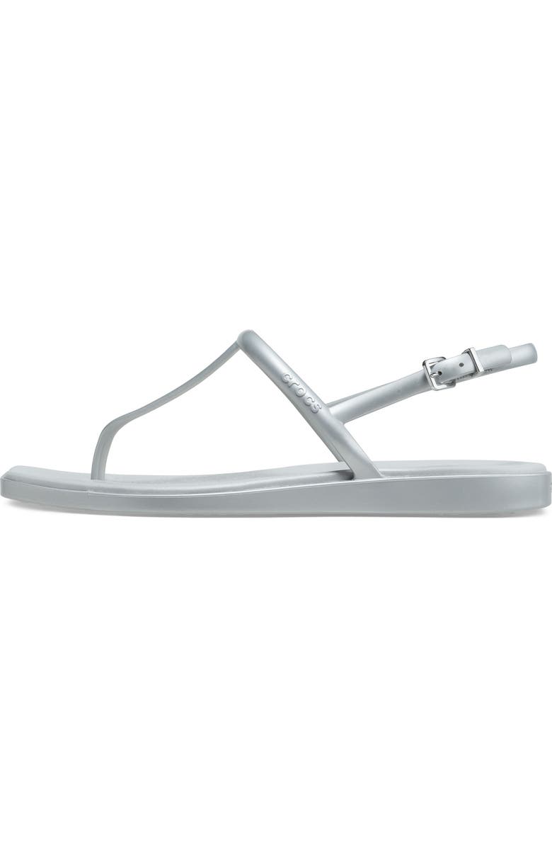 CROCS Miami Metallic T-Strap Sandal, Alternate, color, Silver
