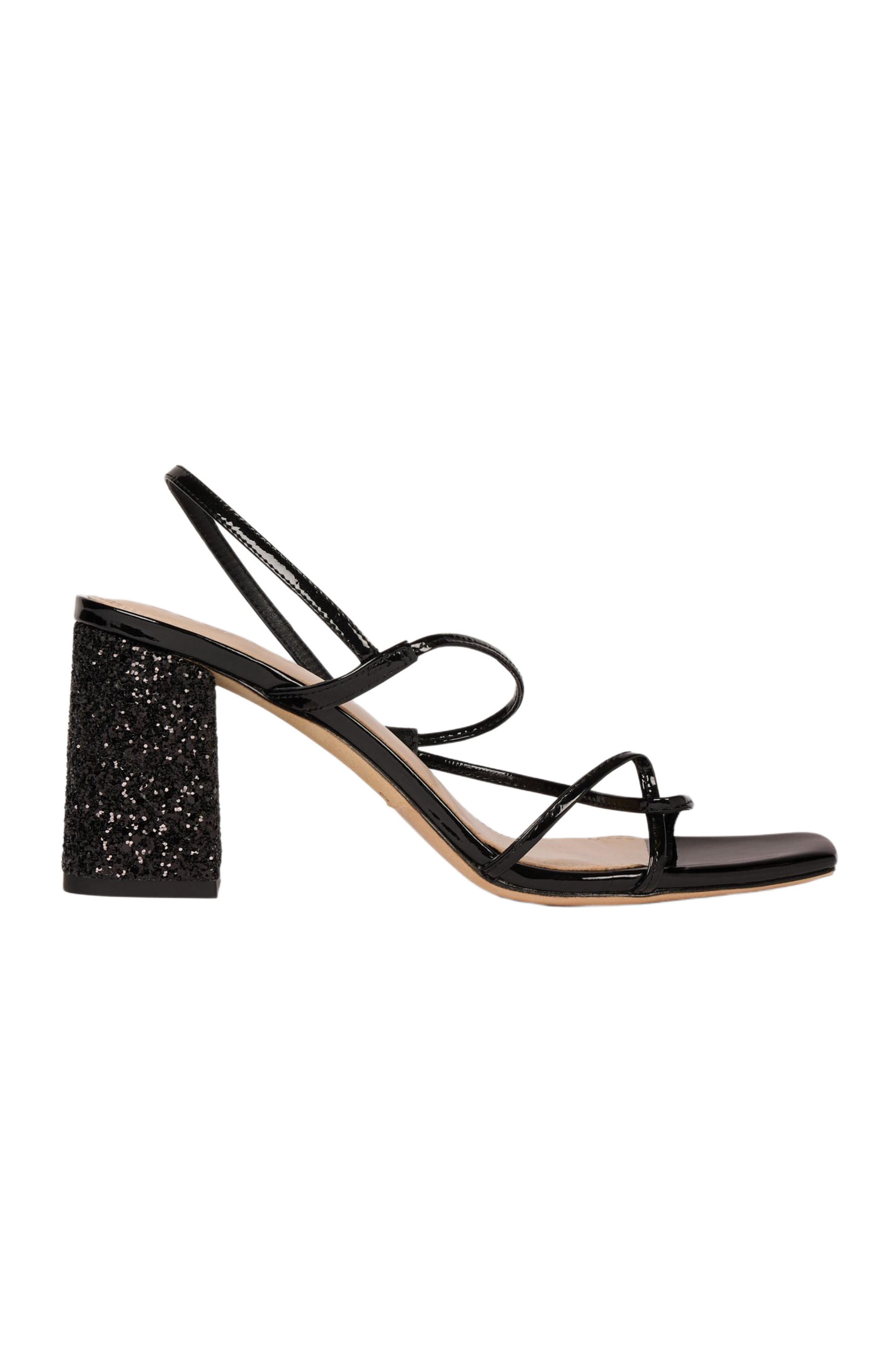 SANDRO Glitter heel sandals, Main, color, Black