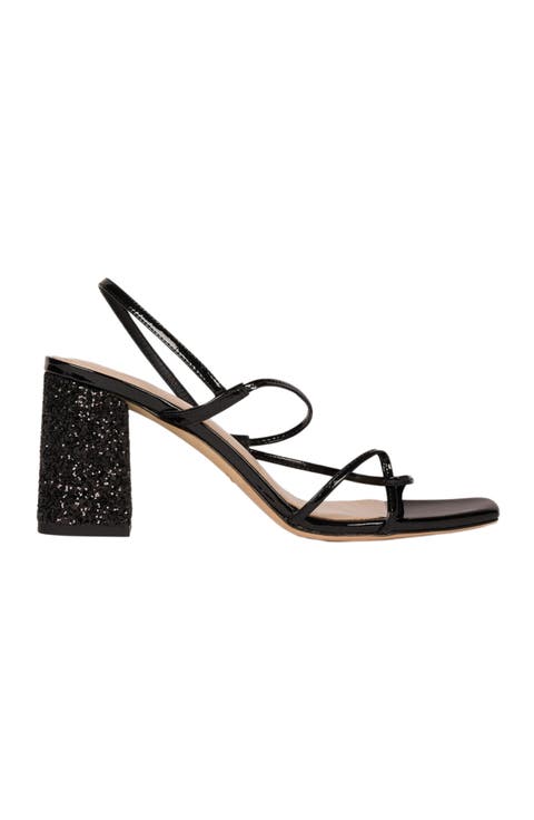 Glitter heel sandals