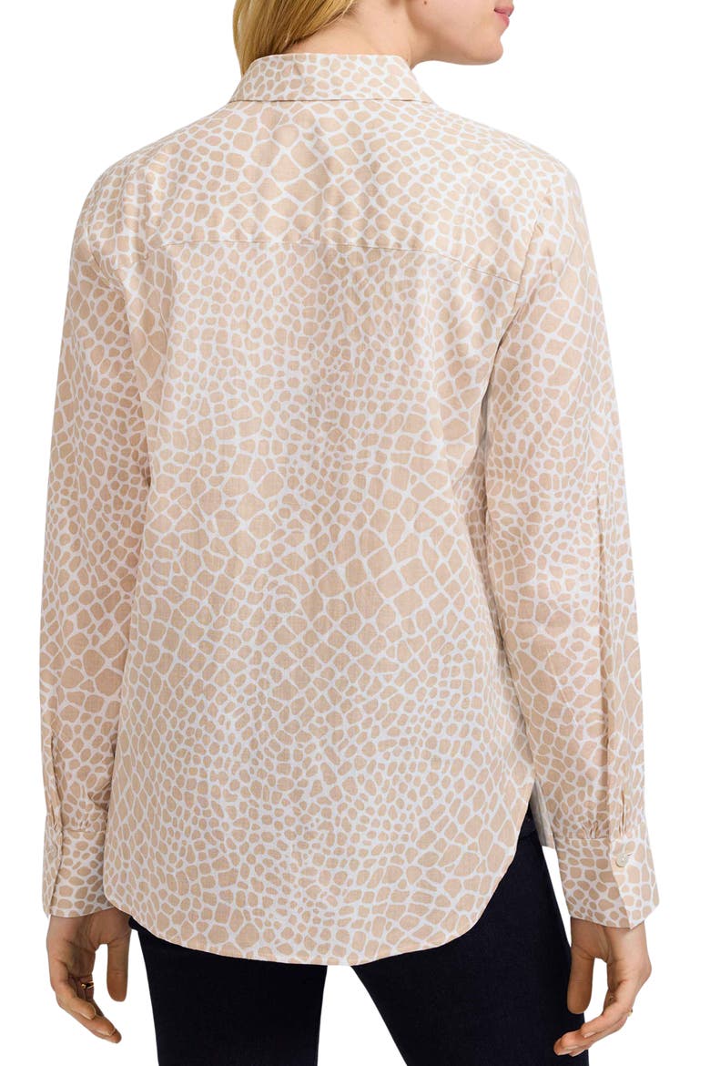 Meghan Giraffe Print Linen Blend Shirt, Alternate, color, FLAX WHITE