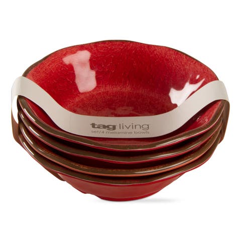 Veranda Melamine Bowls Set of 4 Red Salad Dining Bowls