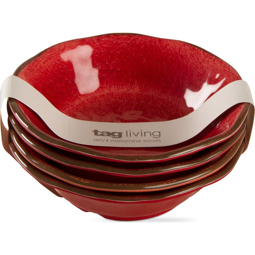 Tag Veranda Melamine Bowls Set Of 4 Red Salad Dining Bowls In Red