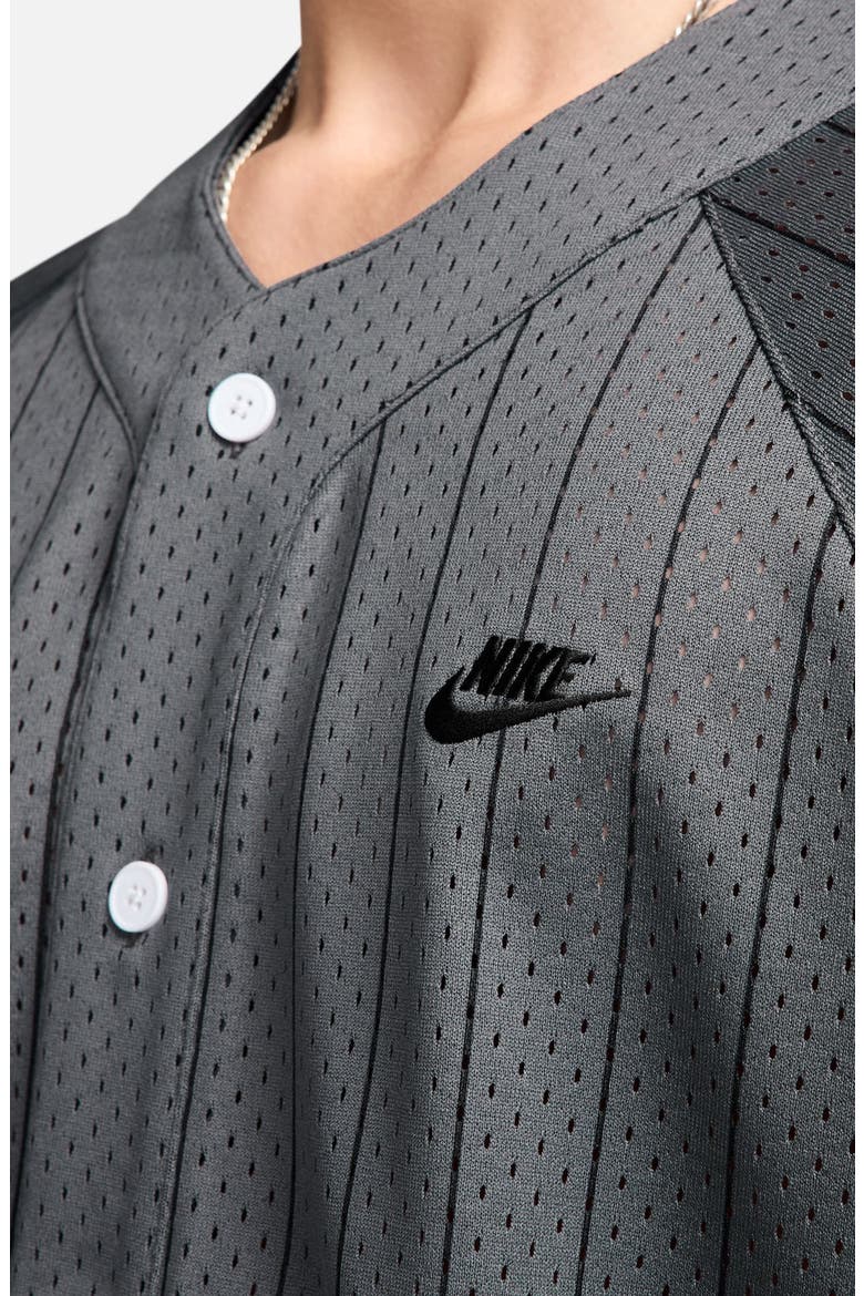 Club Stripe Mesh Baseball Jersey, Alternate, color, IRON GREY/ BLACK