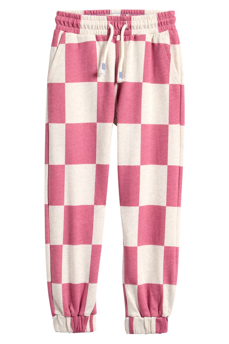 Kids' Pink Checkerboard Cotton Joggers, Main, color, PINK CHECKERBOARD