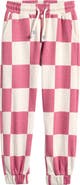 Mini Boden Kids' Pink Checkerboard Cotton Joggers
