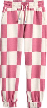 Mini Boden Kids' Pink Checkerboard Cotton Joggers