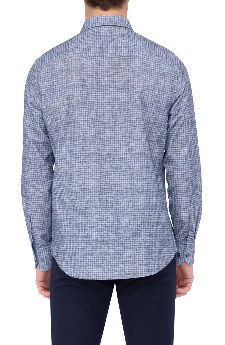 Bugatchi Karl Shaped Fit Plaid Cotton Button-Up Shirt, Alternate, color, Dusty Blue