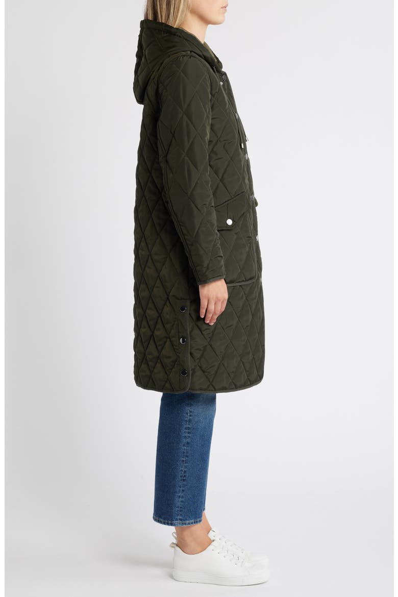 Diamond Quilted Hooded Stadium Coat, Alternate, color, OLIVE/SAGE