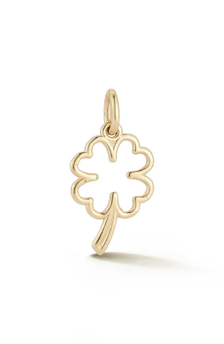 Ember Fine Jewelry 14K Yellow Gold Clover Charm Beaded Necklace, Alternate, color, Gold/ Green