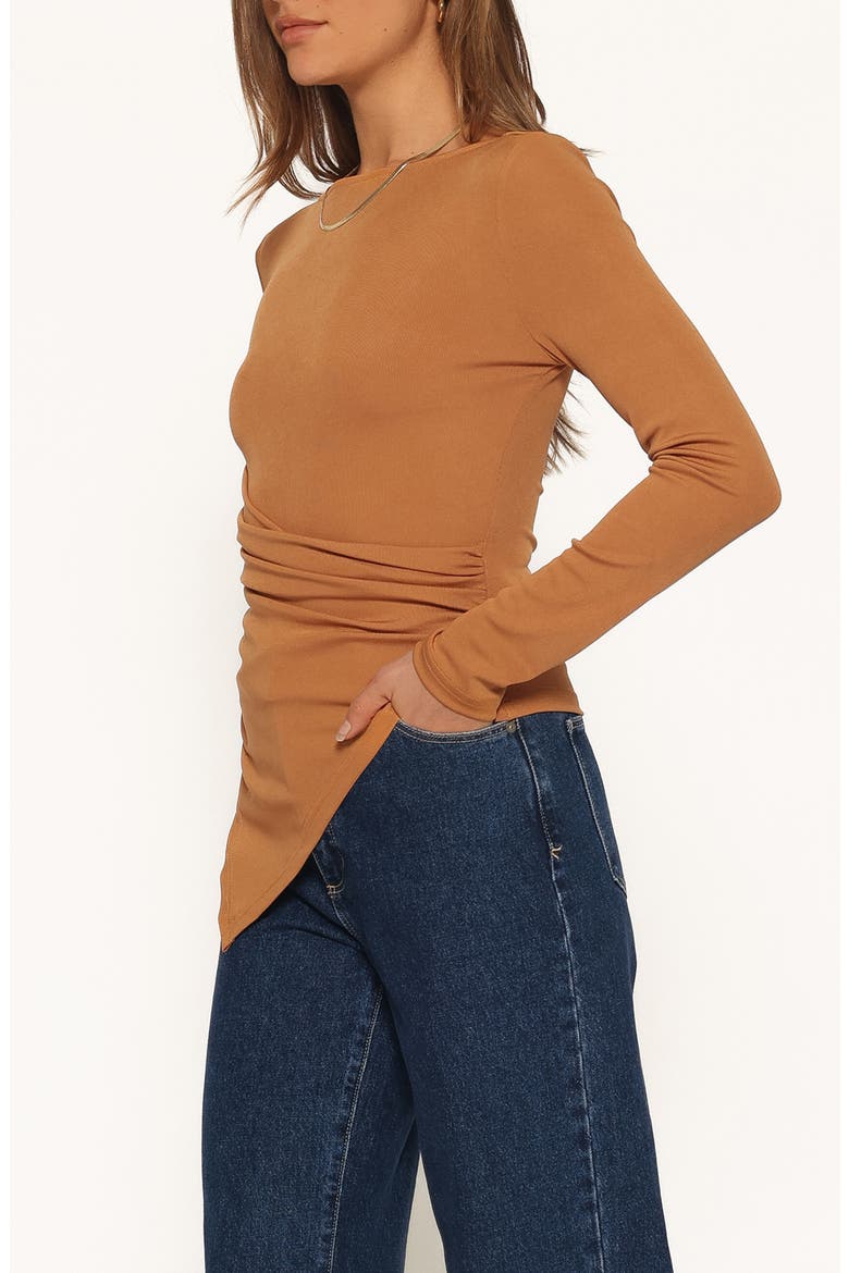 Velda Draped Asymmetrical Knit Top, Alternate, color, TOFFEE BROWN