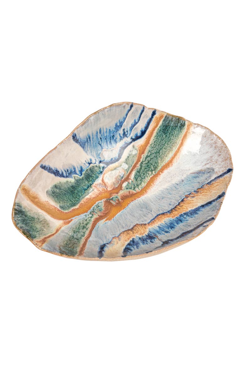 Organic Spectrum Stoneware Footed Bowl, Multicolor, Main, color, Blue