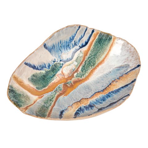 Organic Spectrum Stoneware Footed Bowl, Multicolor