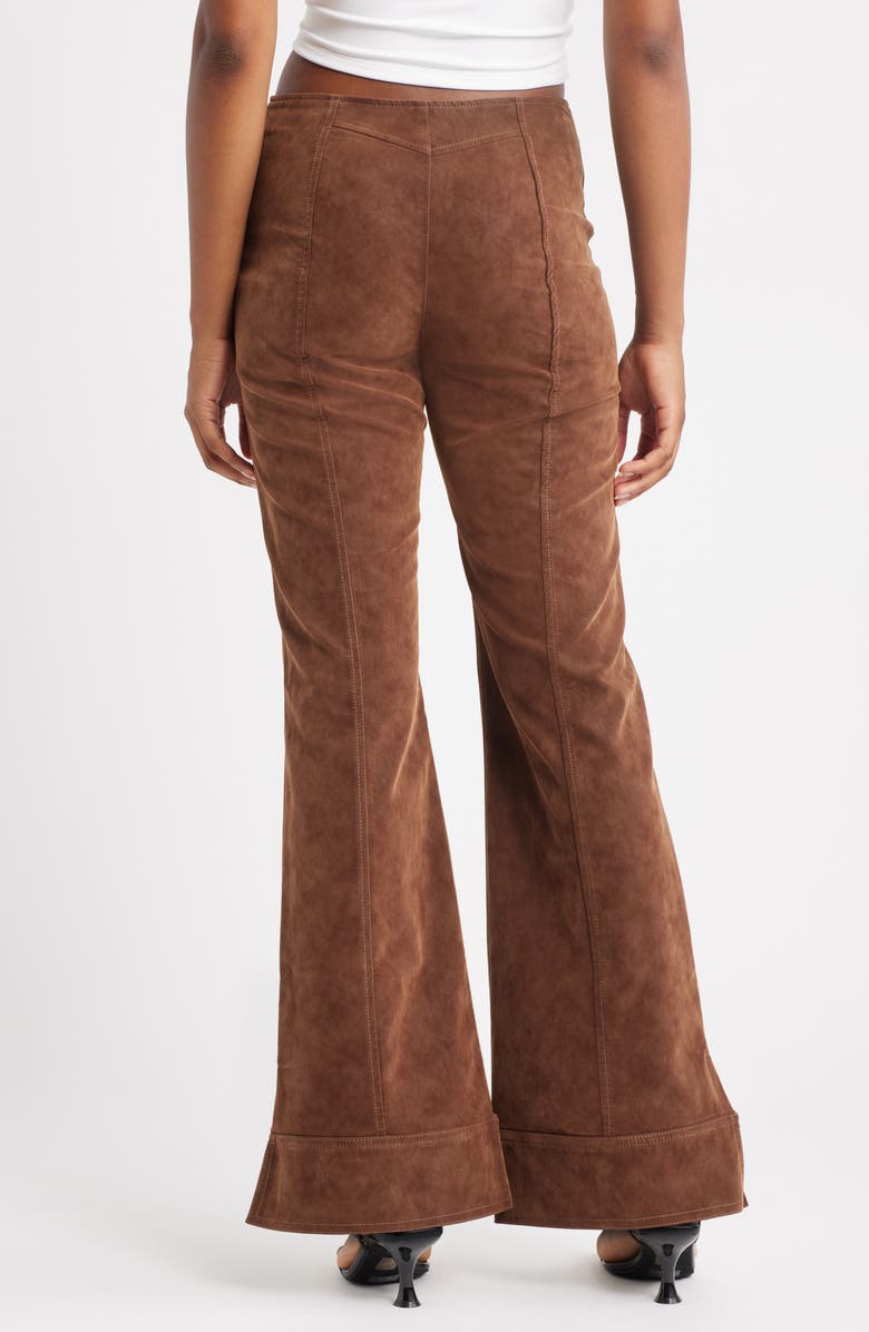 Free People Glow Up Faux Suede Pants, Alternate, color, Shaved Chocolate