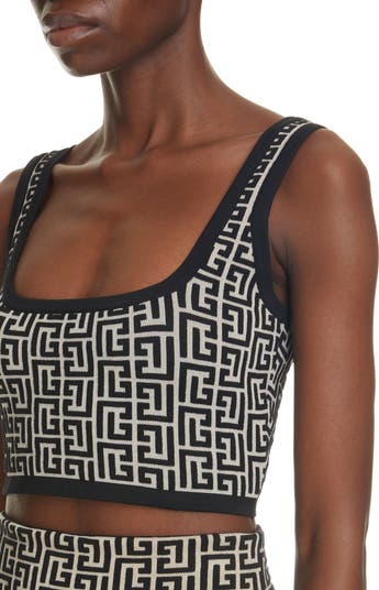 【送料&関税込】Balmain Jacquard Monogrammed Crop Top Balmain Monogram Jacquard Crop Top | Nordstrom