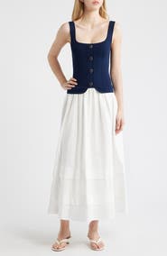 MOON RIVER Mixed Media Midi Dress