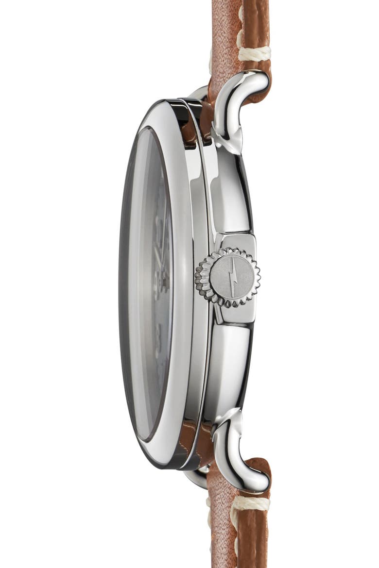 'The Runwell' Leather Strap Watch, 41mm, Alternate, color, BROWN/ PALE GREY