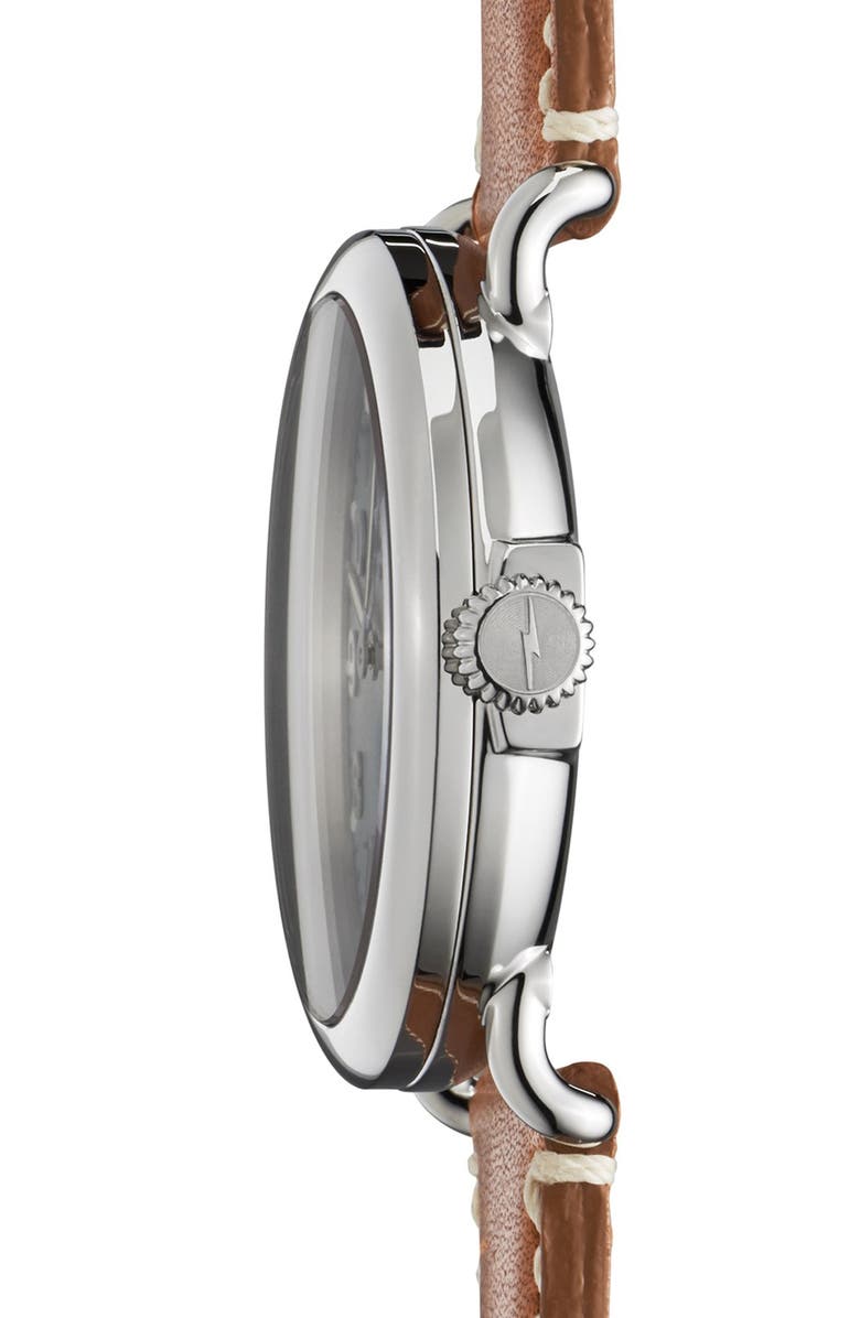 Shinola 'The Runwell' Leather Strap Watch, 41mm, Alternate, color, Brown/ Pale Grey
