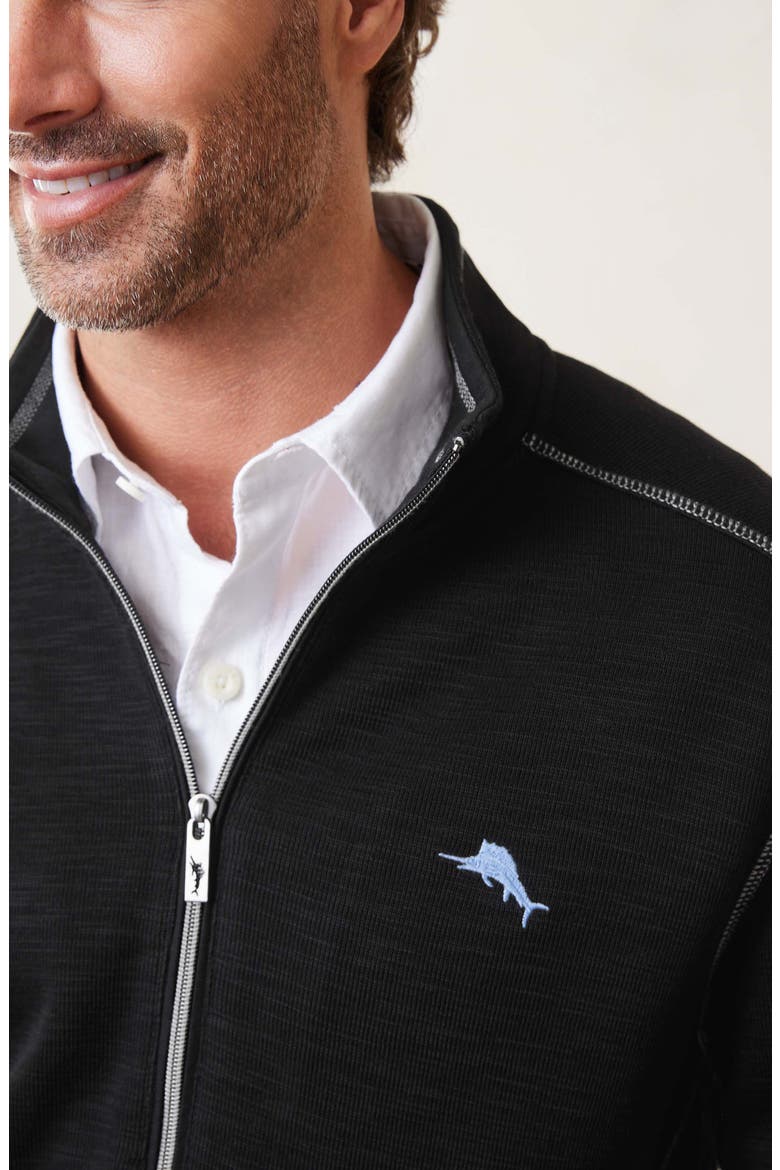Tobago Bay Slub Rib Zip Front Jacket, Alternate, color, BLACK