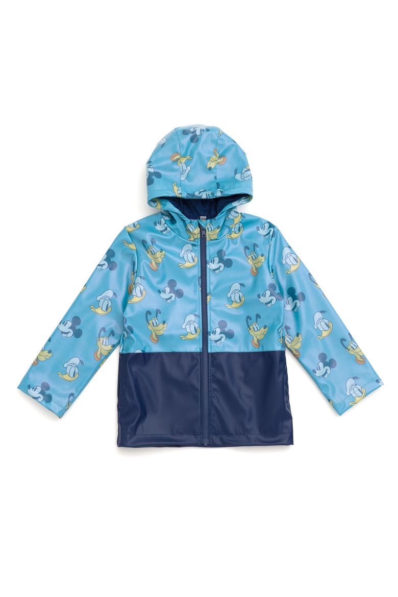 Mickey Mouse Hooded Zip-Up Rain Jacket, Main, color, Navy Mickey Mouse