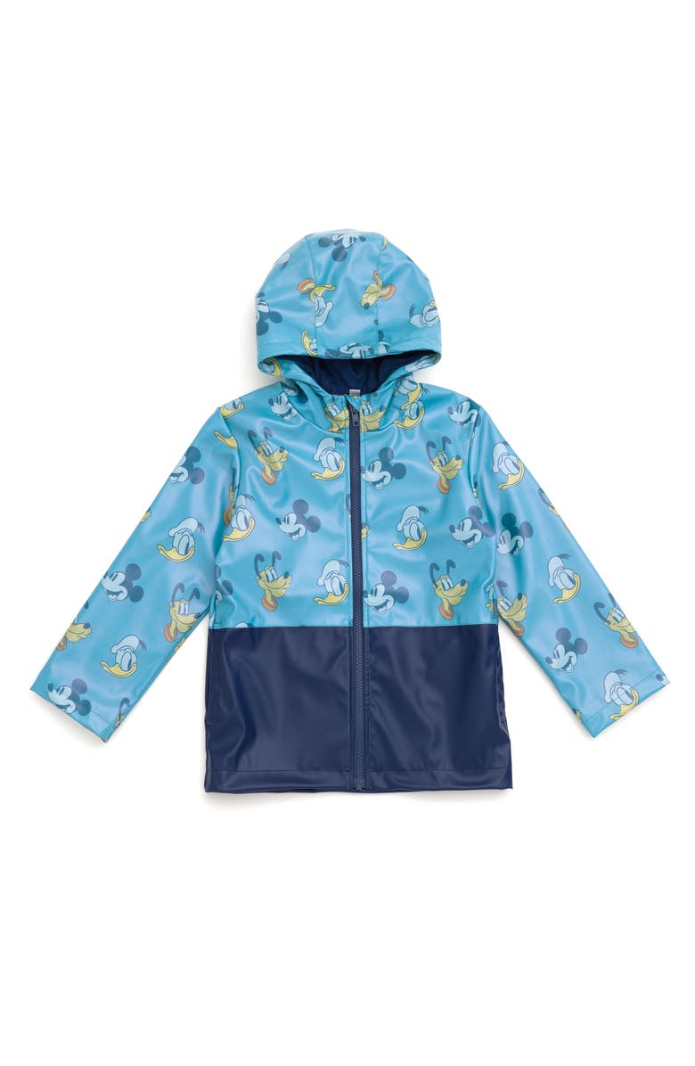 Disney Mickey Mouse Hooded Zip-Up Rain Jacket, Main, color, Navy Mickey Mouse