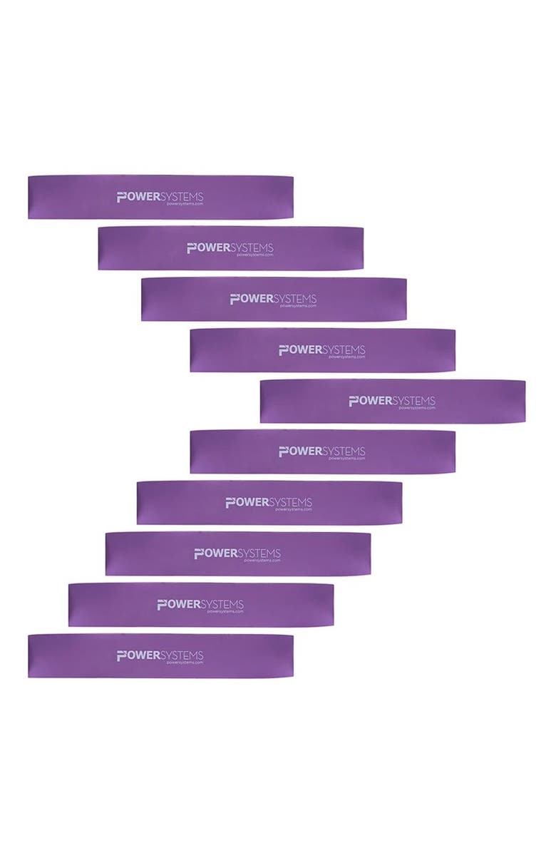 Power system 9" Mini Versa-Loop Bands 10-Pack, Portable Extra Heavy Resistance Bands, Main, color, Purple