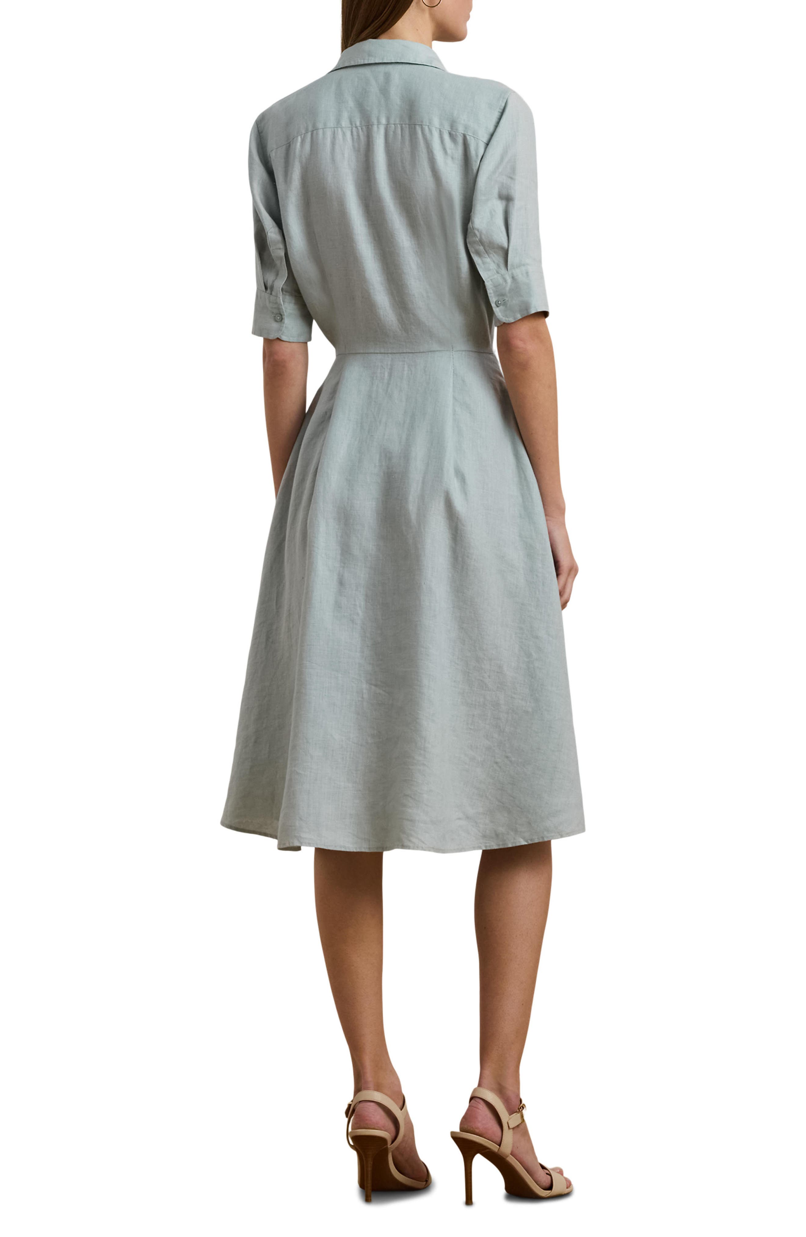 Lauren Ralph Lauren Tie Front Linen Shirtdress (Women) | Nordstromrack