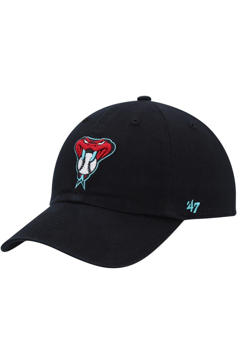 '47 Men's '47 Black Arizona Diamondbacks Alternate Logo Clean Up Adjustable Hat, Main, color,