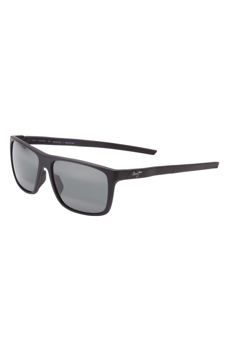 Maui Jim Lehopulu 58mm PolarizedPlus2 Rectangular Sunglasses, Alternate, color, Black