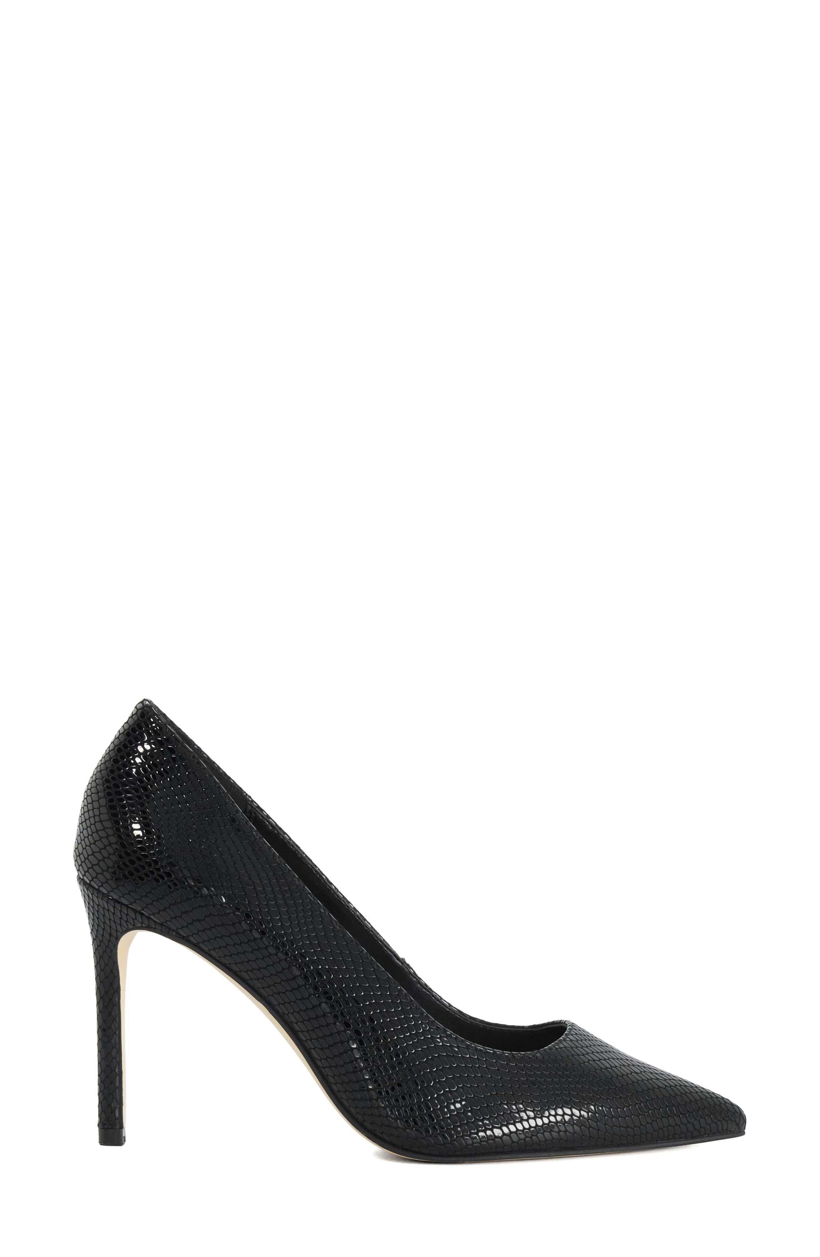 Brinlee Croc Embossed Leather Pump, Alternate, color, BLACK