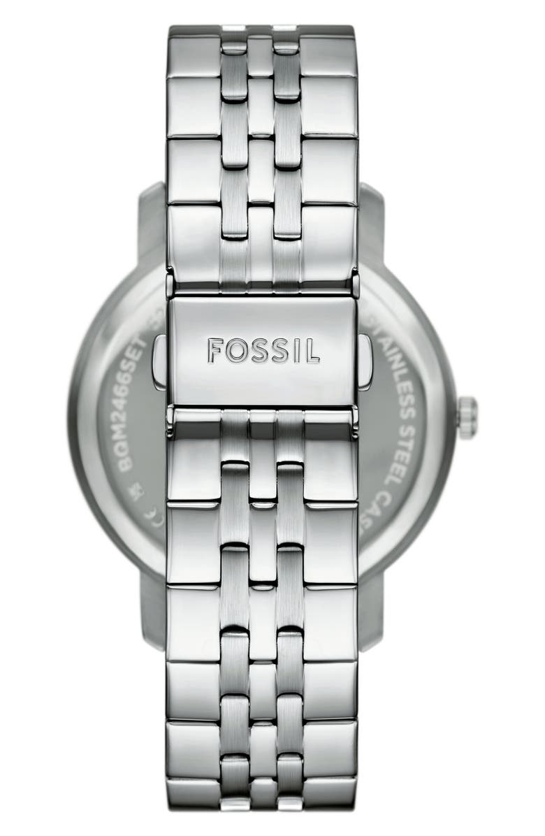 Fossil Luther Three-Hand Interchangeable Strap Gift Set, Alternate, color, Silver