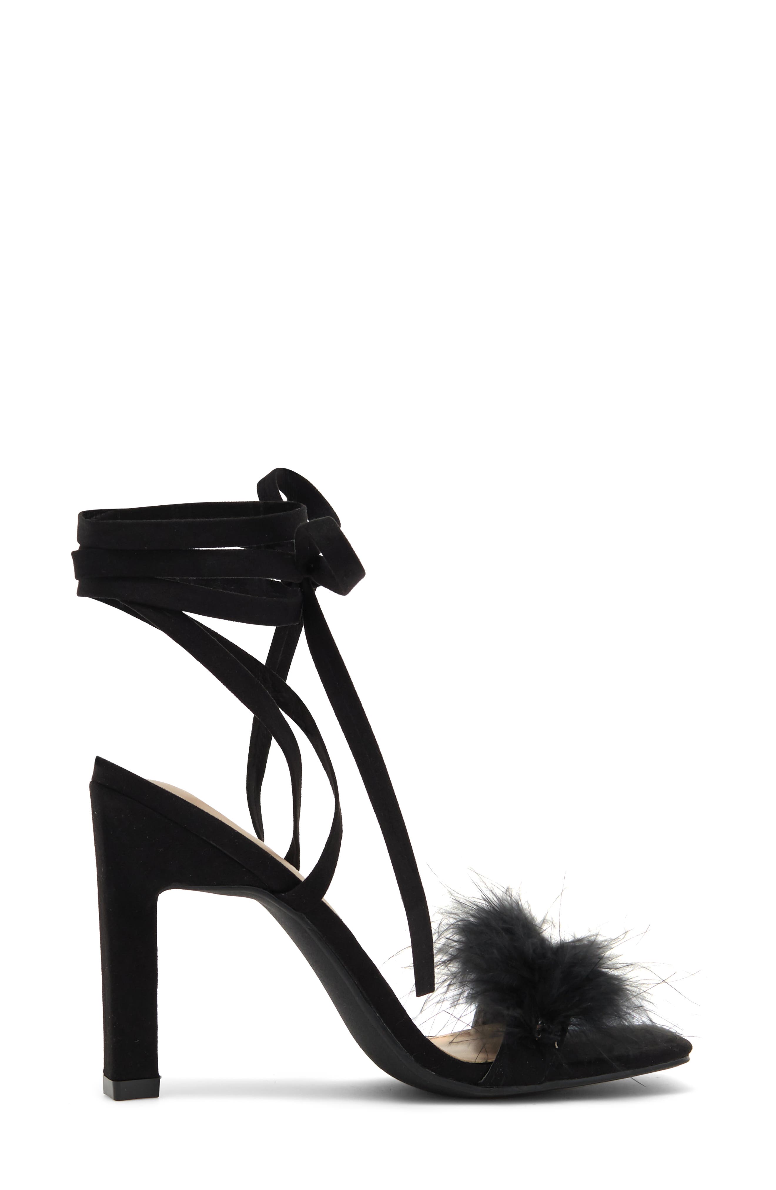 WILD DIVA LOUNGE Faux Feather Sandal, Alternate, color, 