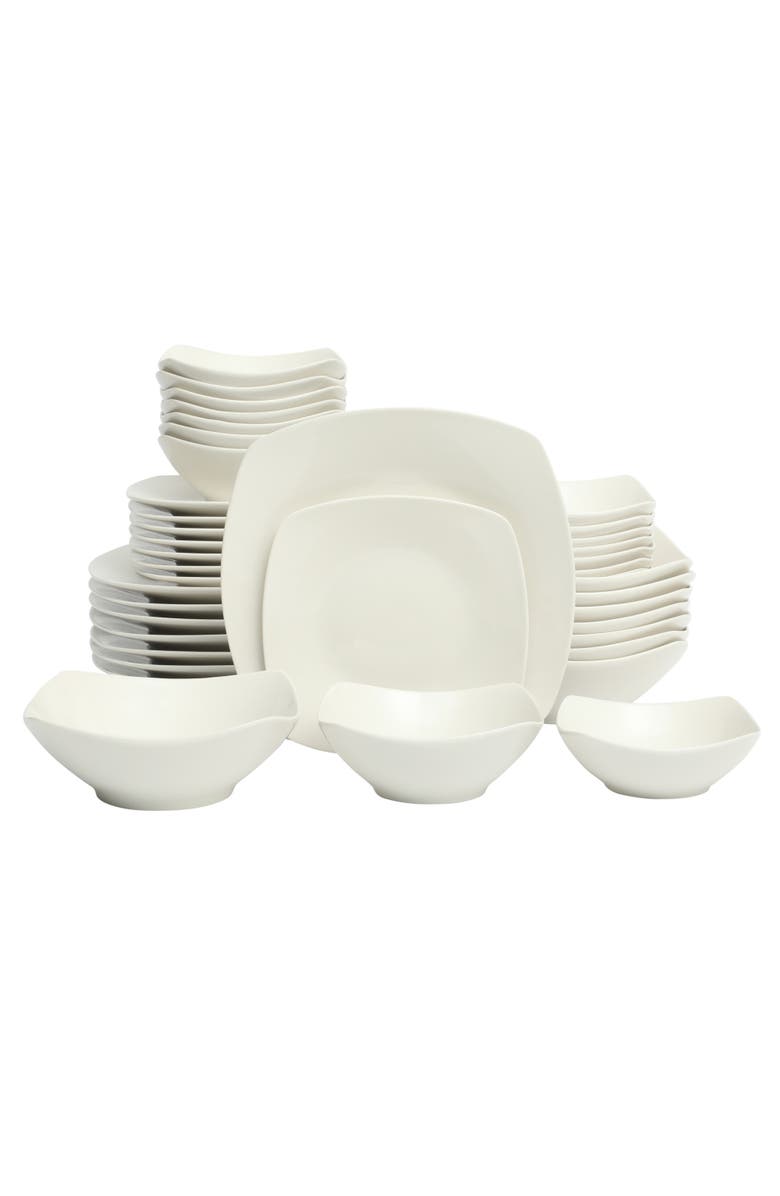 Gibson Home 40-Piece Square Porcelain Dinnerware Set, Service for 8, Main, color, White