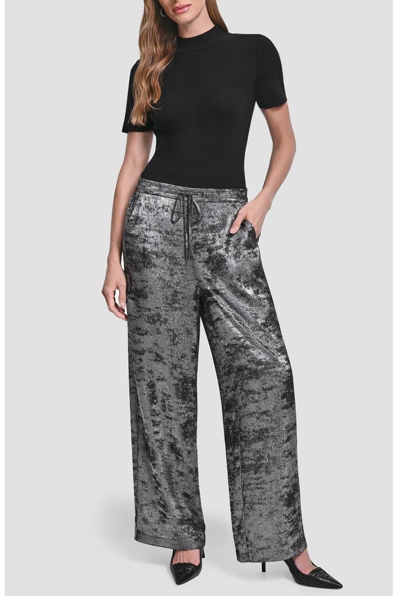 Wide Leg Liquid Velvet Pants, Alternate, color, SILVER