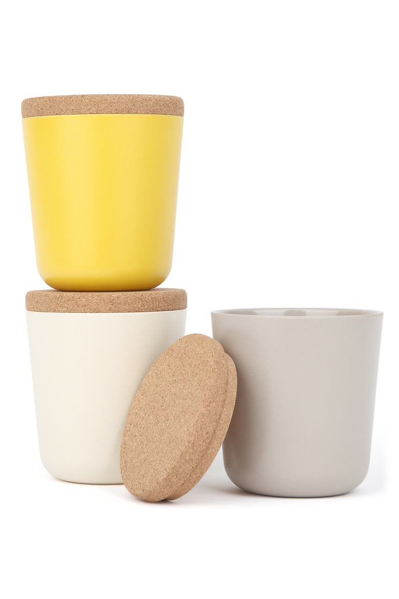 BIOBU by Ekobo Claro Biodegradable Bamboo & Melamine 3-Piece Large Storage Jar Set, Main, color, SUNRISE