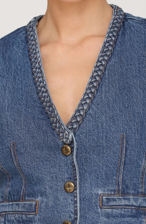 Avec Les Filles Braided Trim Vest In Blue
