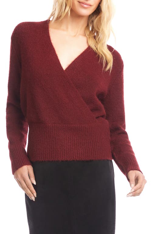 Karen Kane Wrap Sweater In Burgundy