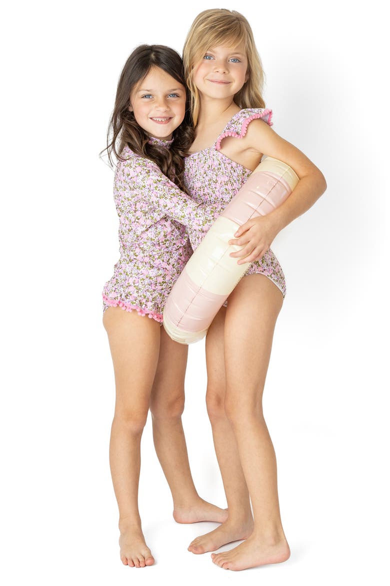 Kids' Long Sleeve UPF 50+ Two-Piece Rashguard Swimsuit, Alternate, color, PINK