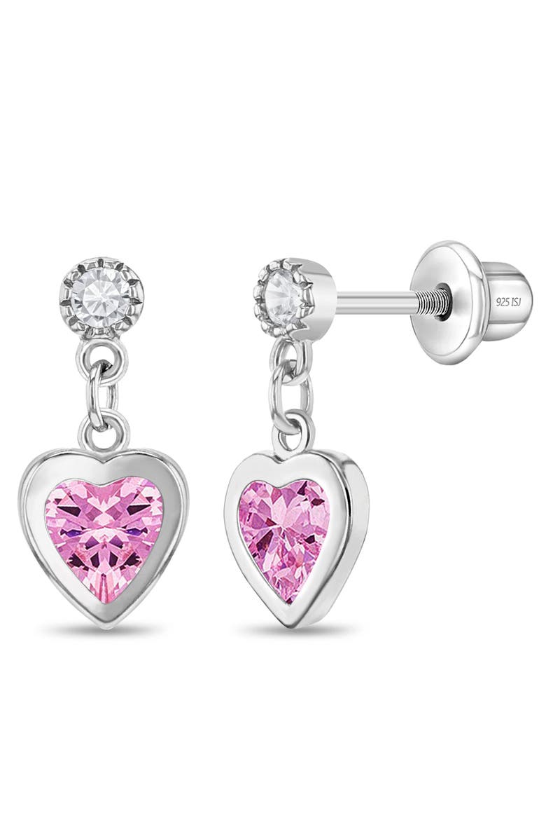 My First Dangle Hearts Girl Earrings, Main, color, Pink