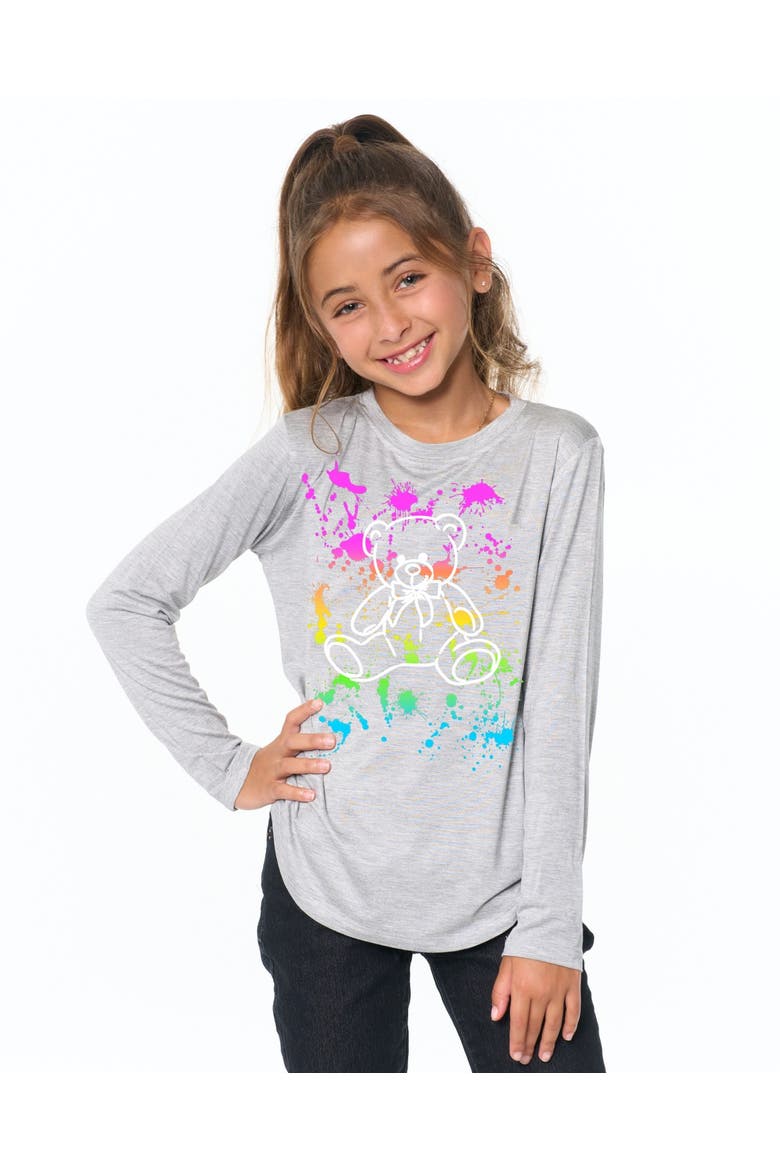 Tunic top with Teddy Bear screen - Little Kid, Alternate, color, Heather Gray Paint