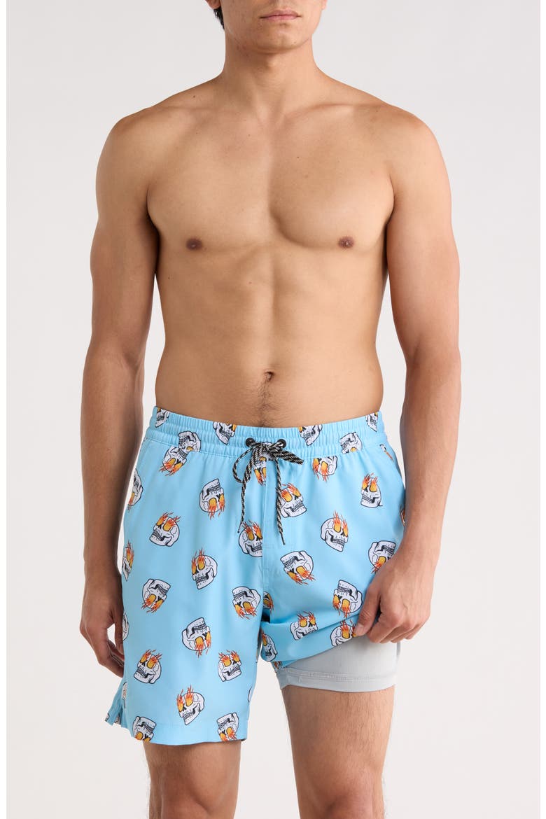 Flaming Eyes UPF 50+ Volley Swim Trunks, Alternate, color, BLUE DREAM