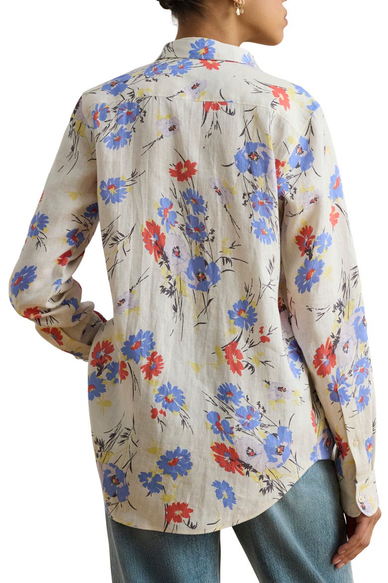 Relaxed Fit Floral Linen Shirt, Alternate, color, CREAM MULTI