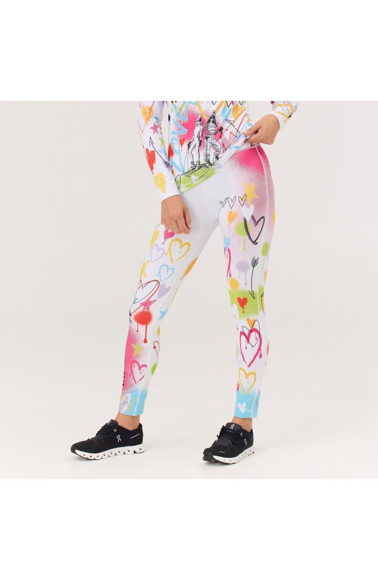 Krimson Klover Graffiti Girls Legging, Alternate, color, Black Graffiti
