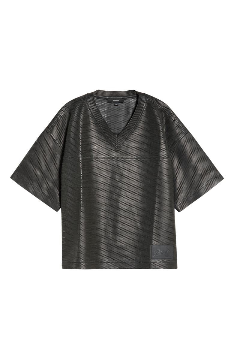 PURPLE BRAND Leather Mesh T-Shirt, Main, color, Black