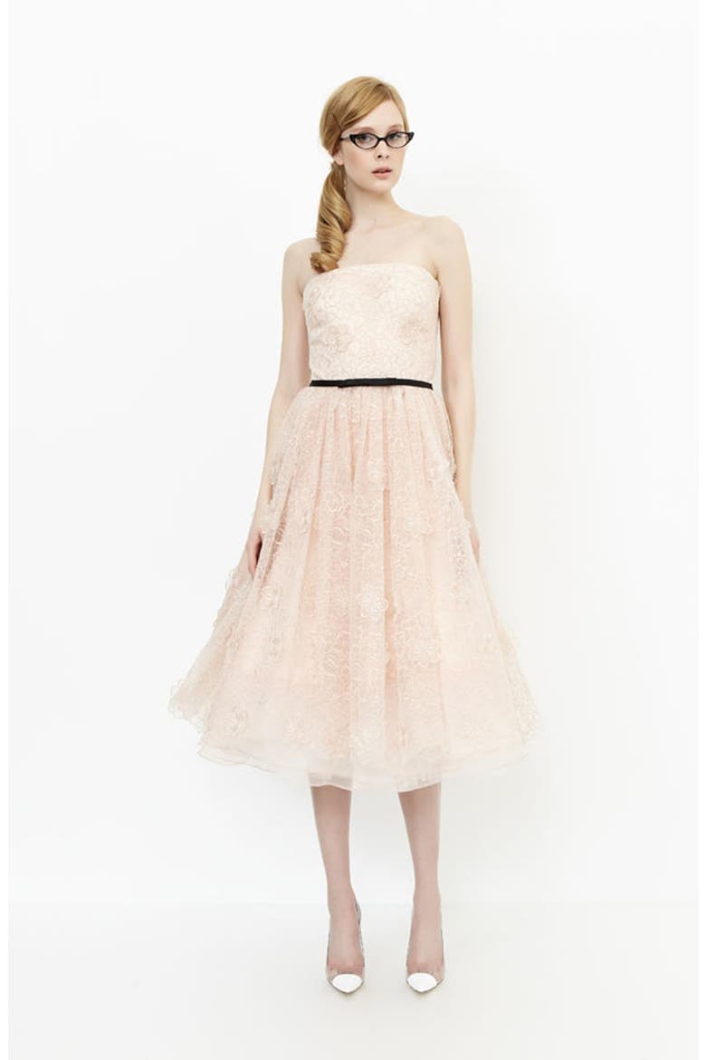 'Lucielle' 3D Floral Organza Dress, Alternate, color, PALE PINK