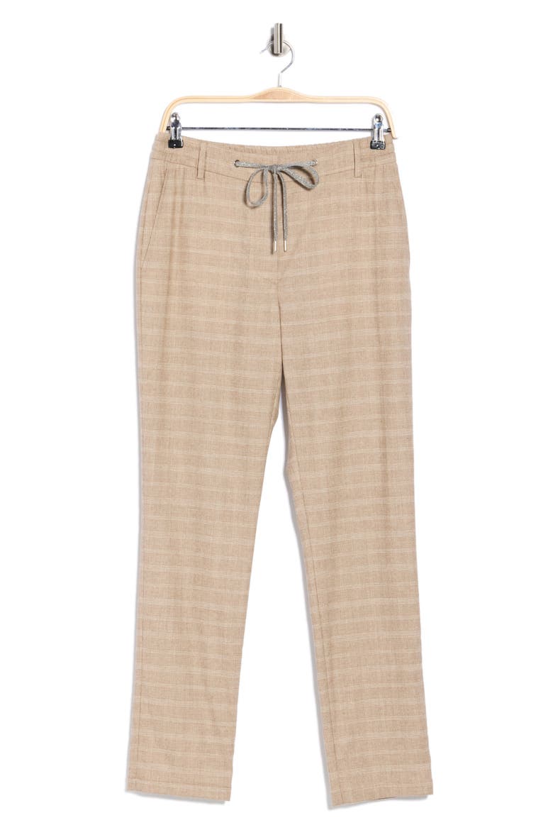 Glen Plaid Drawstring Trousers, Alternate, color, BEIGE PLAID
