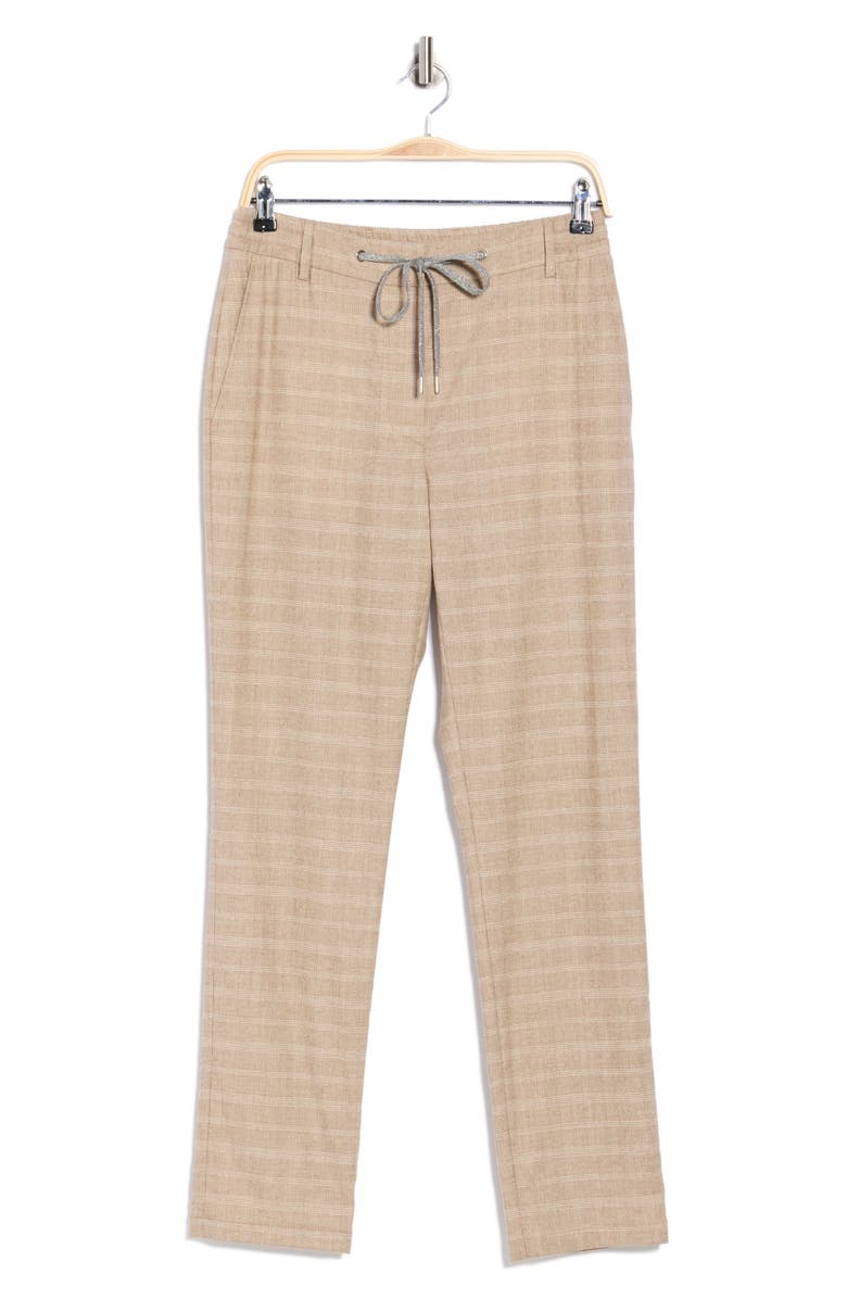 Eleventy Glen Plaid Drawstring Trousers, Alternate, color, Beige Plaid